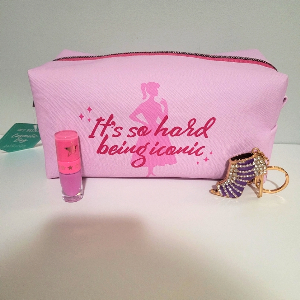 3 piece set-Barbie cosmetic bag, bag charm, & Jefree Star mini lipstick